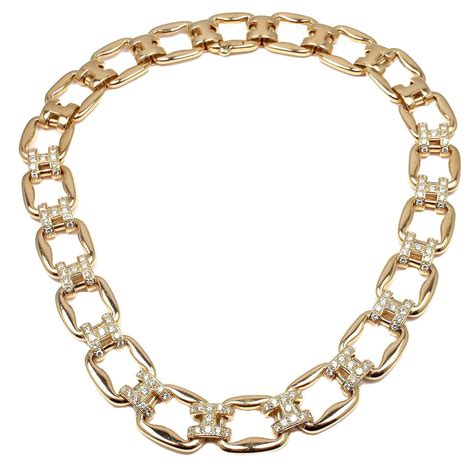 hermes gold h necklace with diamonds|hermes necklace price.